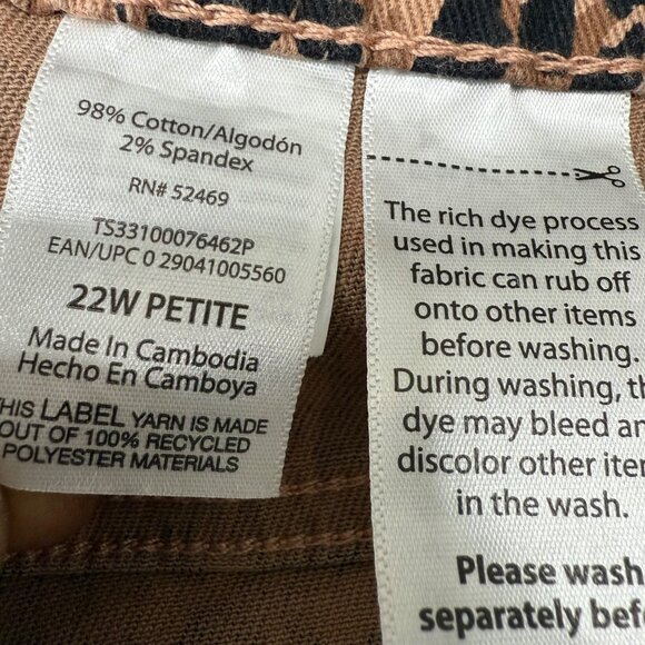 Terra & Sky Women's Plus Leopard Straight Leg Denim Jeans Size 22W Petite - Picture 5 of 11